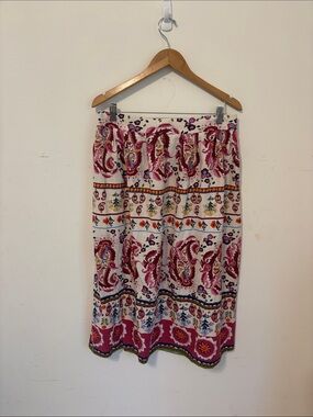 Caroline Constas Pink Paisley and Floral Linen Maxi Skirt